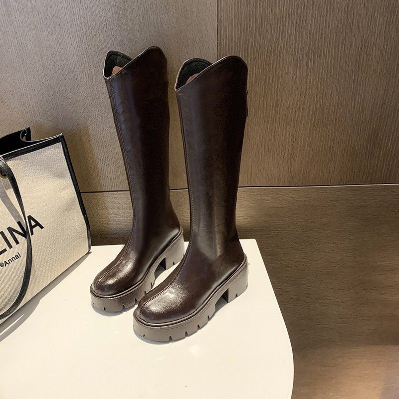 v口长筒靴女英伦风2025年秋冬新款小个子不过膝内骑士靴女,女鞋,骑士靴,淘宝优惠券,粉丝福利购,淘宝优惠卷