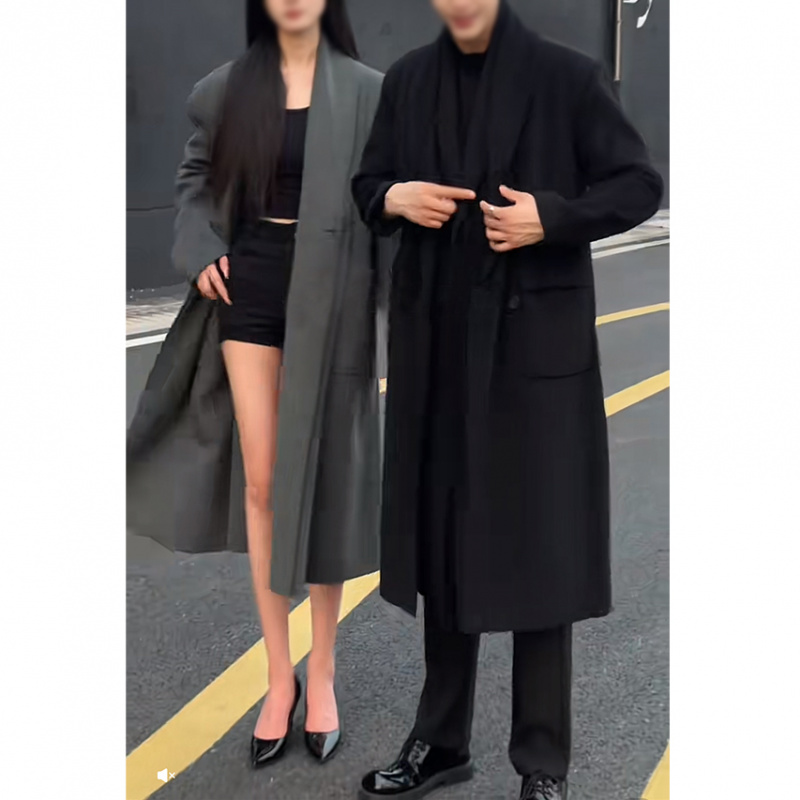 冬季男士双面呢大衣中长款过膝潮