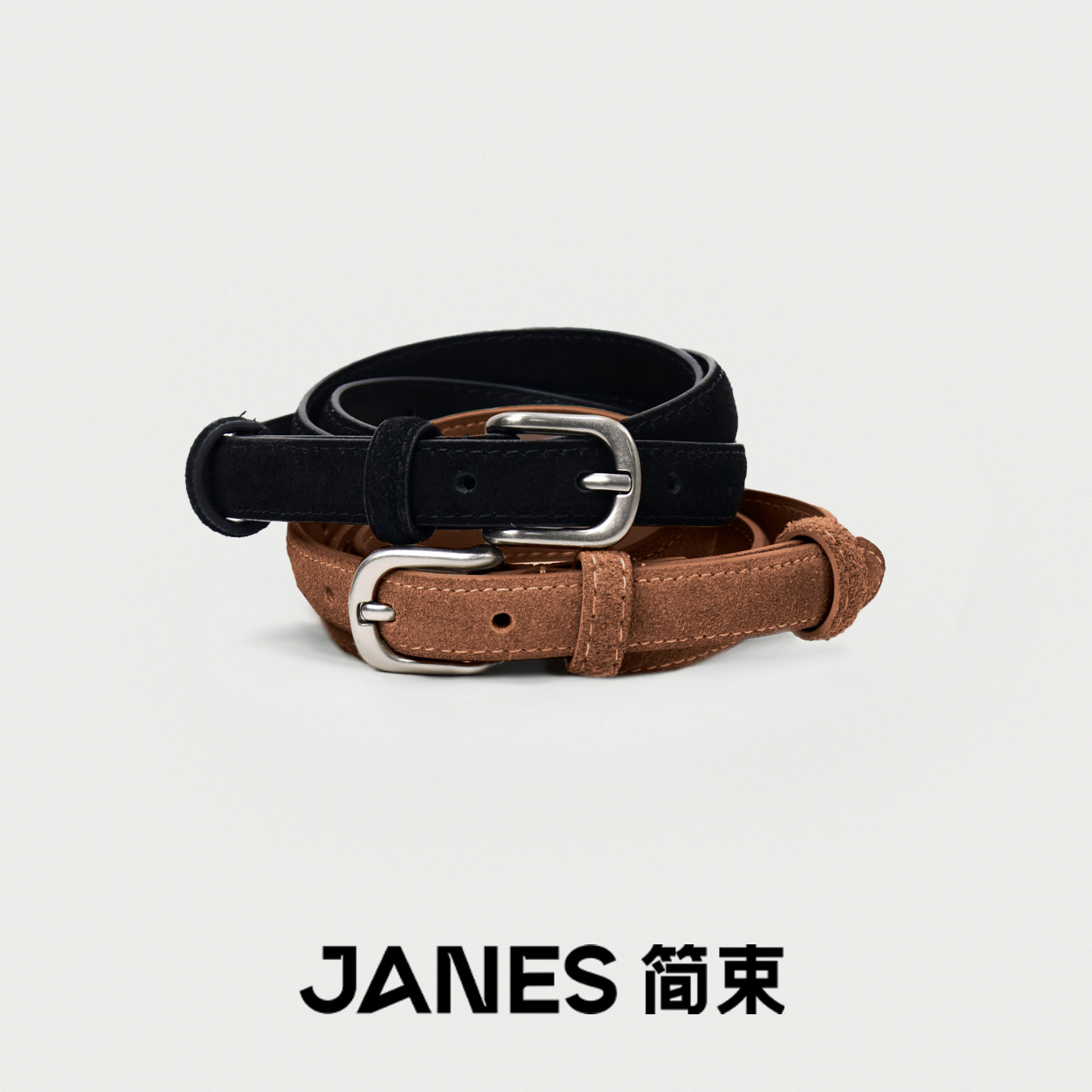 JANES简束磨砂皮细腰带图片