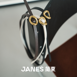 JANES简束小众免打孔真皮皮带女时尚头层牛皮打结细腰带百搭裙子