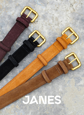 简束复古质感反绒皮牛皮皮带秋冬磨砂皮女士真皮腰带装饰牛仔裤