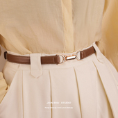 简束小众设计自由调节真皮皮带女是配连衣裙牛仔裤 女士真皮腰带细