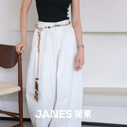 JANES简束小众牛皮绳女士腰链