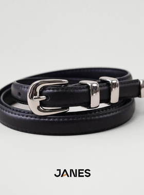 简束高级银扣细腰带女士真皮百搭牛仔裤牛皮皮带女基础休闲款