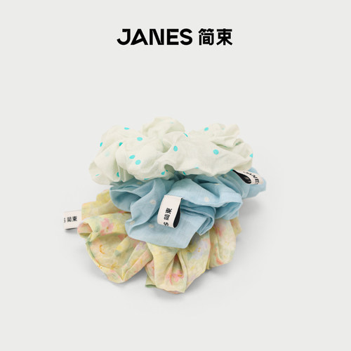 JANES简束韩式复古大肠发圈碎花波点头花女款时尚扎发发饰头饰