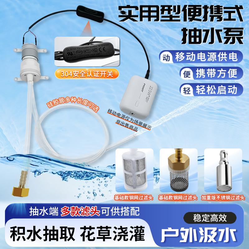实用性便捷式抽水泵USB开关线上水小马达5V水泵带硅胶管吸水浇灌