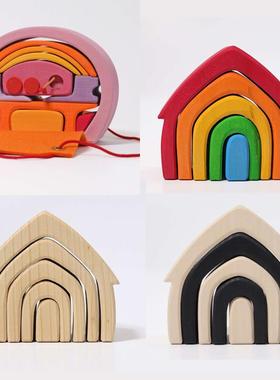 德国Grimm's格林彩虹便携房子粉色10880蓝色10881过家家儿童玩具3