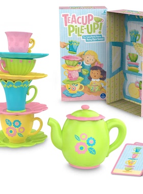 美国EI女孩茶话会Teacup Pile-Up接力堆叠赛儿童桌游礼物玩具4岁+