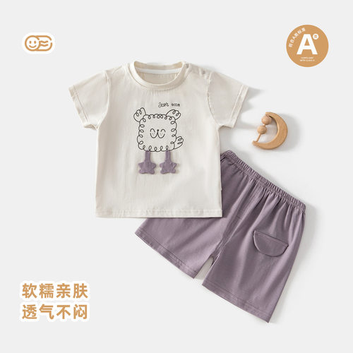 夏季韩版棉薄款男女童短袖套装