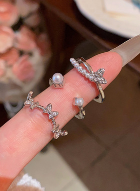 超闪锆石蝴蝶戒指女2026小众设计简约百搭指环轻奢感时尚气质手饰