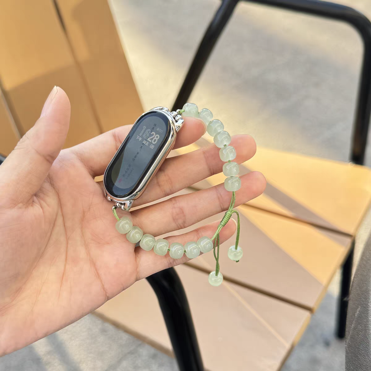 新中式青绿琉璃适用小米手环10/9/8/7/6/5/4手表带串珠腕带高级女