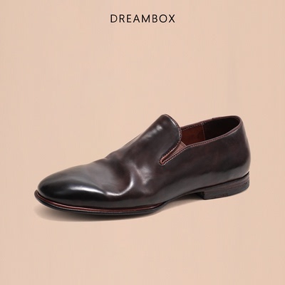 DREAMBOX钧博vibram马臀皮男士一脚蹬乐福鞋夏季透气商务休闲皮鞋