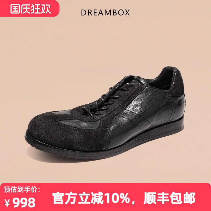 dreambox钧博德训鞋男士新款极简复古板鞋重水洗马皮透气休闲鞋