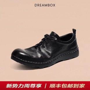 DREAMBOX钧博水洗马皮户外休闲鞋防滑舒适男士鞋子极简风复古男鞋