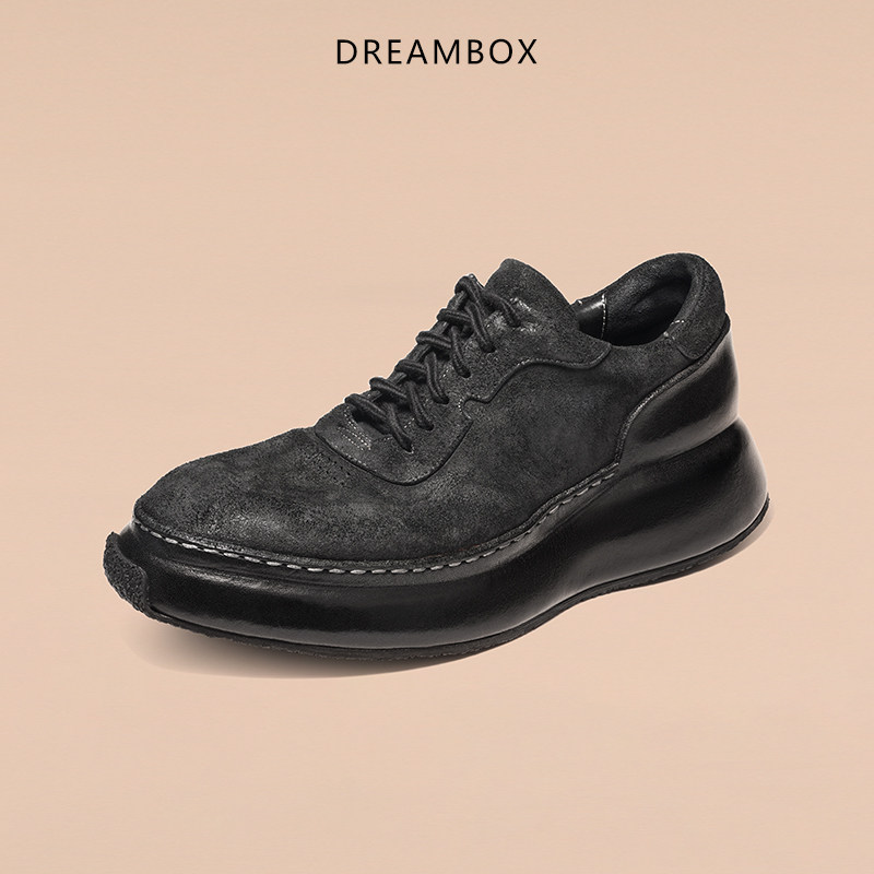 DREAMBOX钧博男鞋新款马皮透气游艇鞋厚底增高老爹鞋时尚休闲鞋