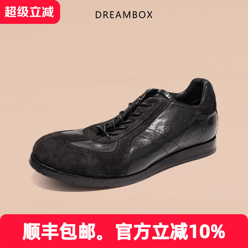 dreambox钧博德训鞋男士新款极简复古板鞋重水洗马皮透气休闲鞋