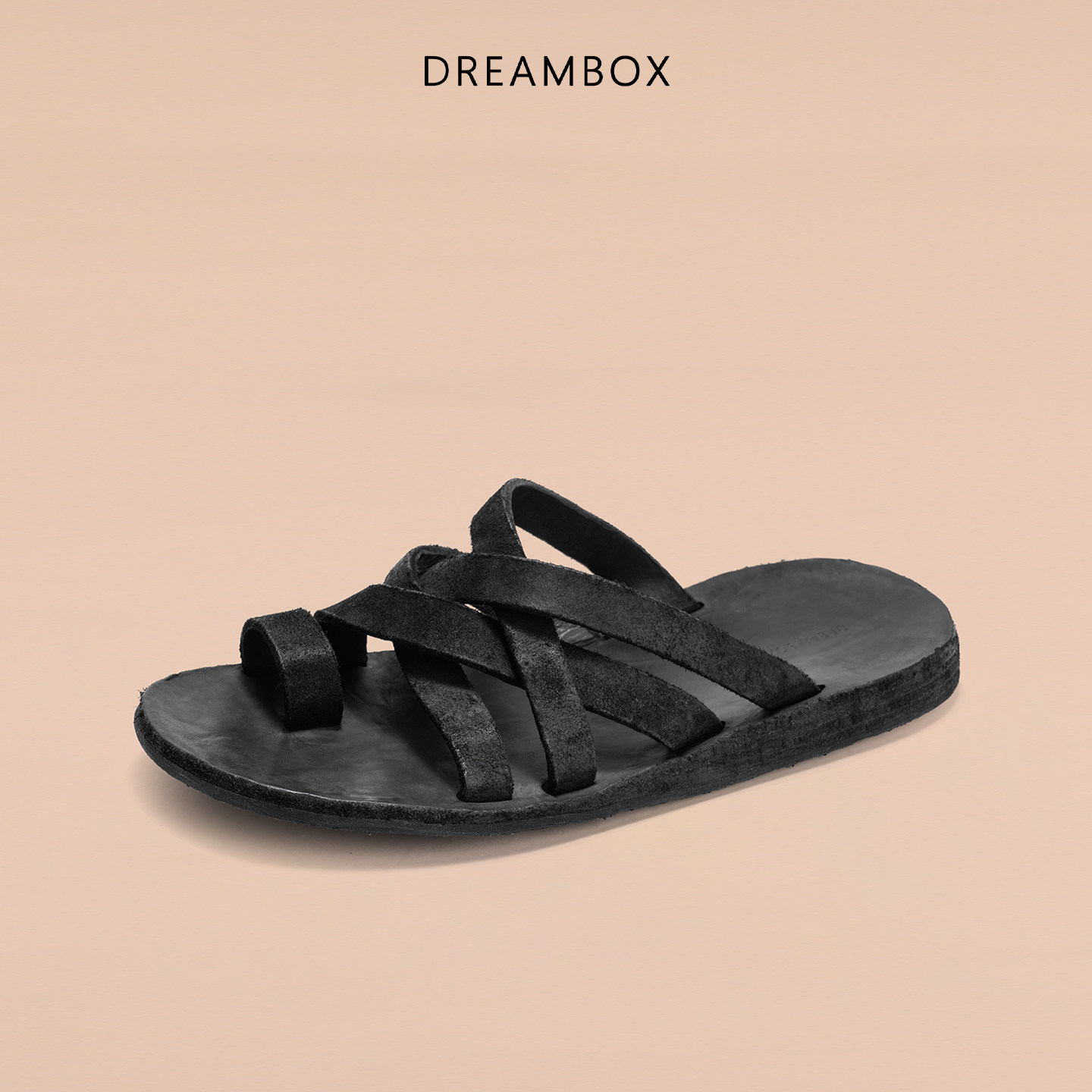 DREAMBOX钧博水洗马皮夏季夹趾一字拖鞋男女平底舒适耐磨凉拖鞋