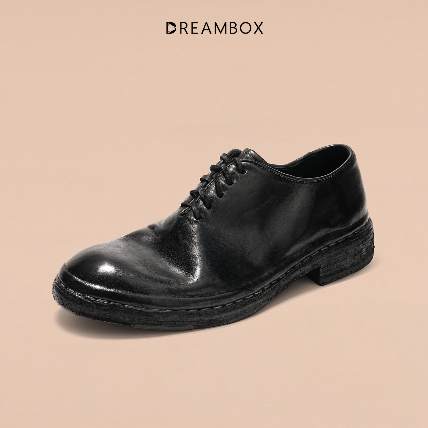 DREAMBOX钧博vibram男鞋极简风马皮休闲皮鞋手工皮底商务牛津鞋