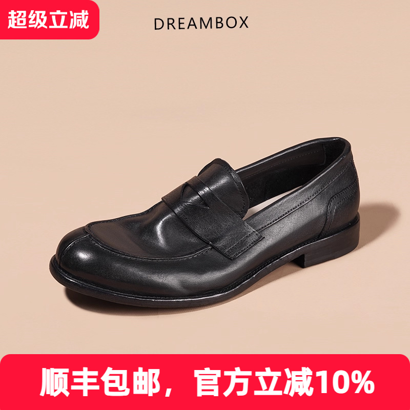 夏季新款马皮一脚蹬乐福鞋