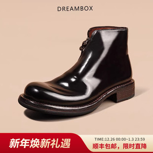 dreambox钧博vibram固特异英伦男士 靴子马臀皮手工侧拉链商务男靴