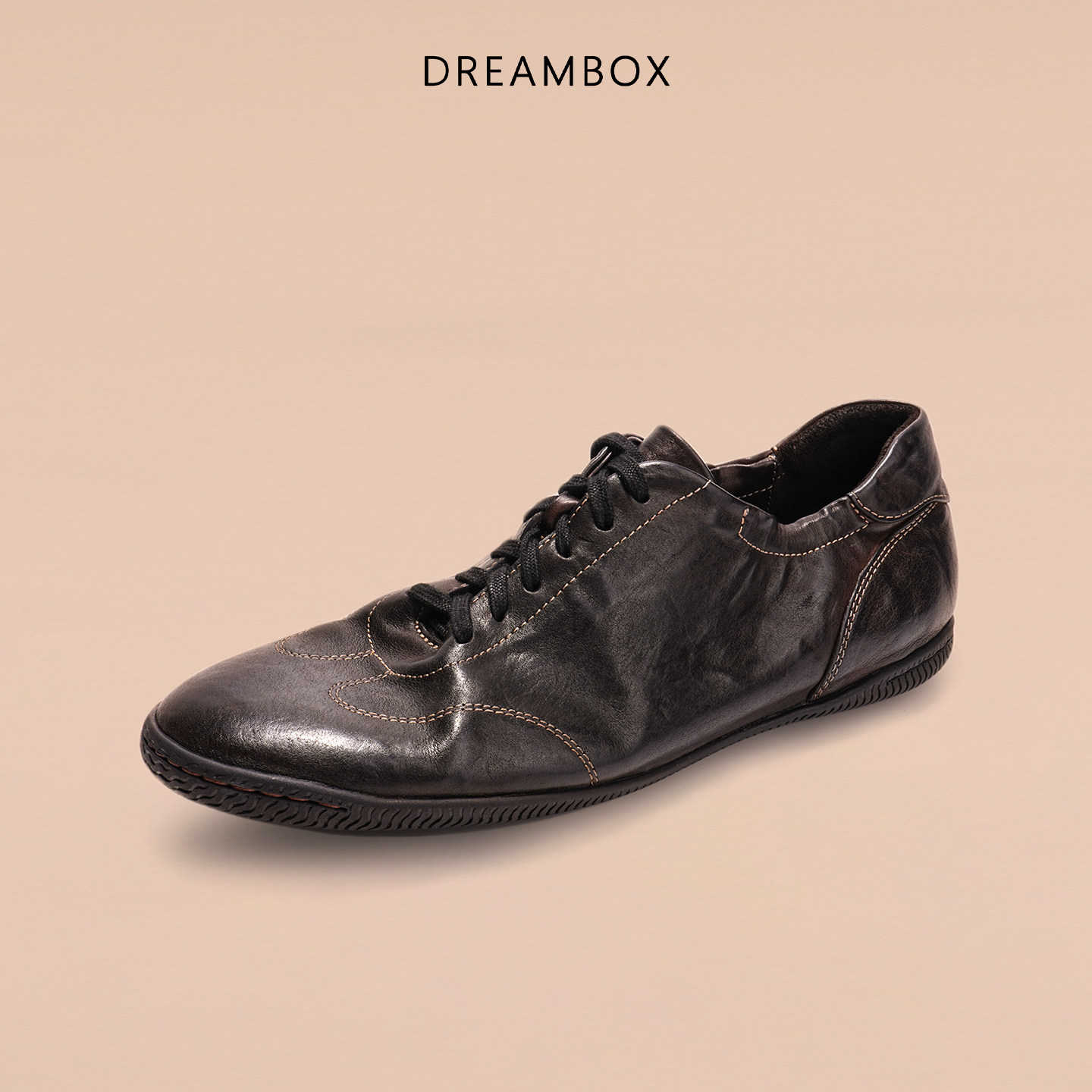 DREAMBOX钧博轻奢袋鼠皮男士轻便德训鞋软底舒适透气时尚休闲鞋图片