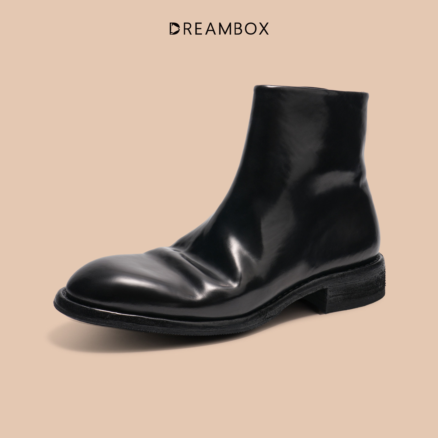 DREAMBOX钧博vibram高帮马臀皮男靴纯手工固特异皮靴极简风靴子