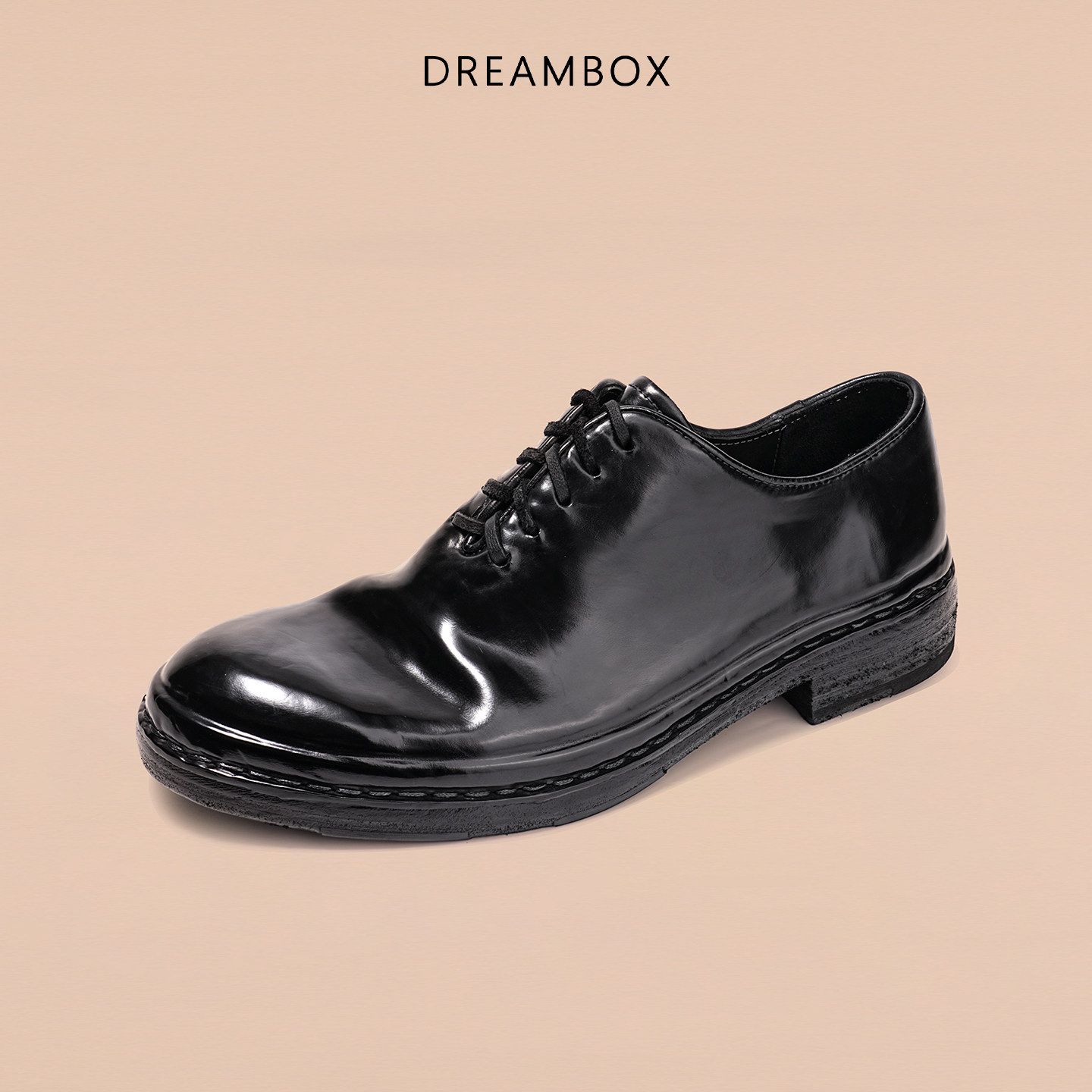 DREAMBOX钧博vibram英伦风马臀皮牛津鞋男士皮底手工耐磨休闲皮鞋