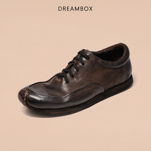 DREAMBOX钧博水洗马皮男鞋纯手工运动休闲鞋舒适透气平底男士鞋子