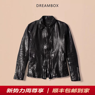 夹克马皮工装 翻领修身 阿美咔叽机车皮衣 外套美式 DREAMBOX钧博男士