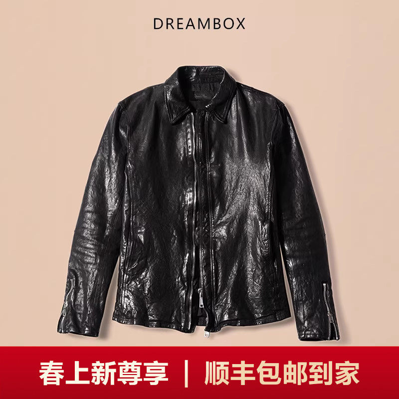 DREAMBOX钧博男士外套美式翻领修身夹克马皮工装阿美咔叽机车
