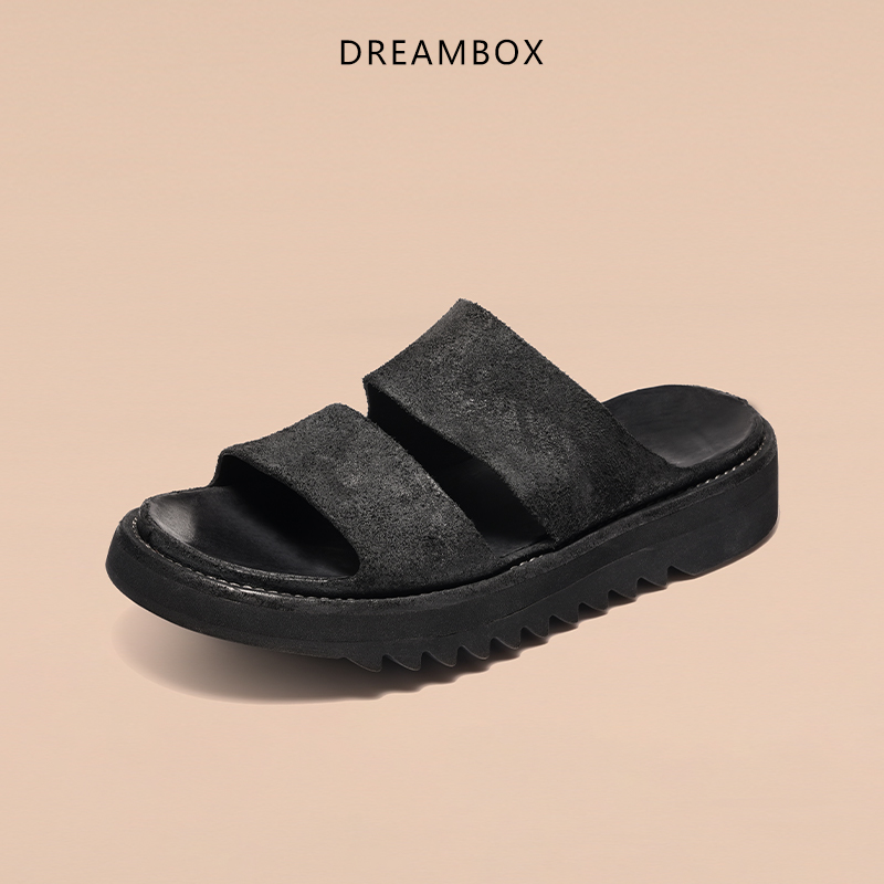 dreambox钧博新款马反绒面男士凉鞋夏季外穿防滑耐磨休闲拖凉鞋
