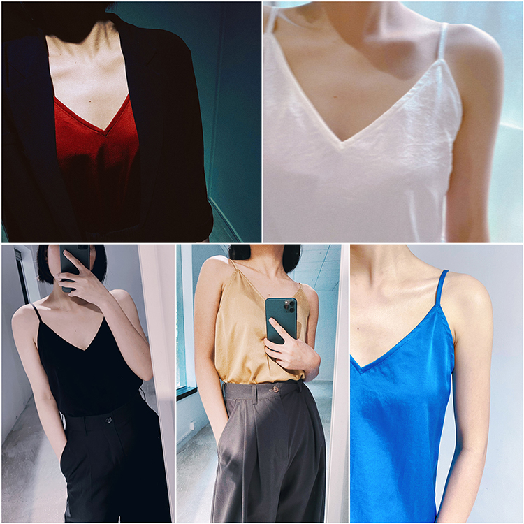 进口三醋酸面料百搭小吊带上衣