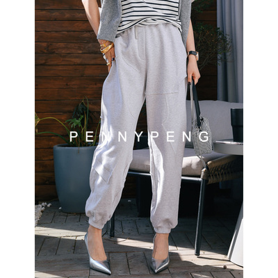 PENNYPENG “别具一格” 不规则踩线抽绳卫裤 DT01057