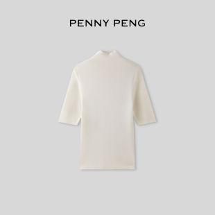 半高领真丝羊绒上衣 天鹅颈丝中袖 PENNYPENG 云雾丝绒