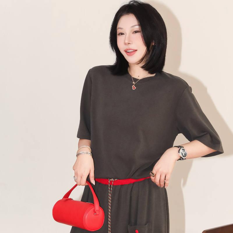 PENNYPENG 双皮奶 简约百搭时尚圆领短袖T恤松紧腰抽绳休闲裤套装,女装/女士精品,时尚套装,淘宝优惠券,粉丝福利购,淘宝优惠卷