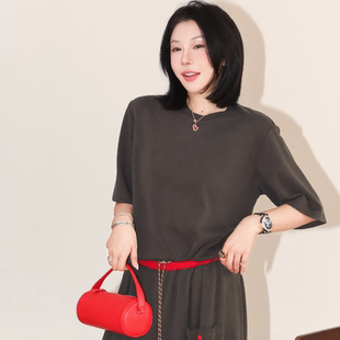 双皮奶 套装 简约百搭时尚 T恤松紧腰抽绳休闲裤 圆领短袖 PENNYPENG