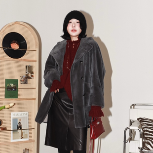 PENNYPENG落雪 黑标系列高奢极简大气优雅连帽不可拆保暖水貂外套