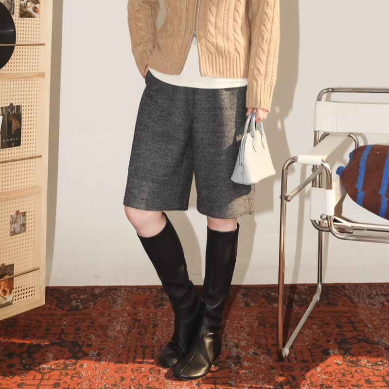 PENNYPENG摩登态度 经典三色万能百搭轻奢松紧腰抽绳羊毛直筒中裤,女装/女士精品,短裤,淘宝优惠券,粉丝福利购,淘宝优惠卷
