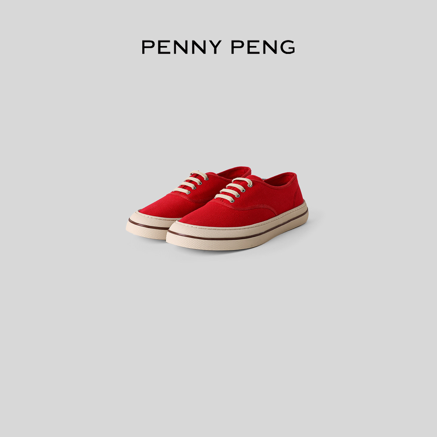 PENNYPENG 色彩玩家 老钱风系带平底鞋