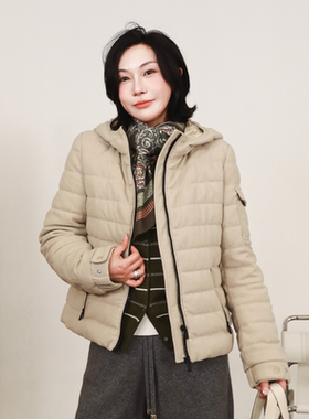 PENNYPENG排骨鹅绒冬季新款经典轻薄设计师连帽鹅绒服保暖短外套