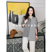 PENNYPENG DT03110 T恤 春日派对 双层三色领边拼色短袖