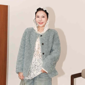 极地冰川蓝色时尚 PENNYPENG P家定制 圆领羊毛轻盈柔和保暖外套