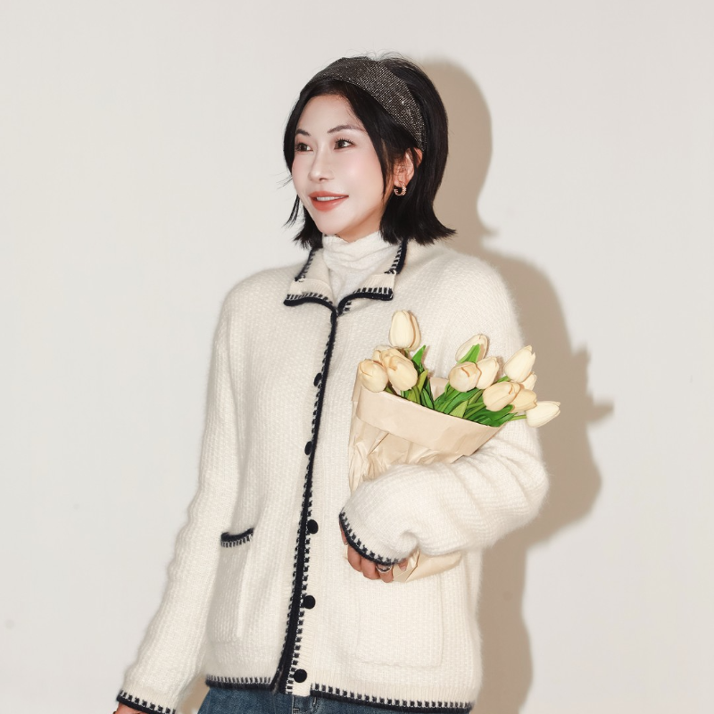 保暖慵懒风针织羊毛长袖开衫