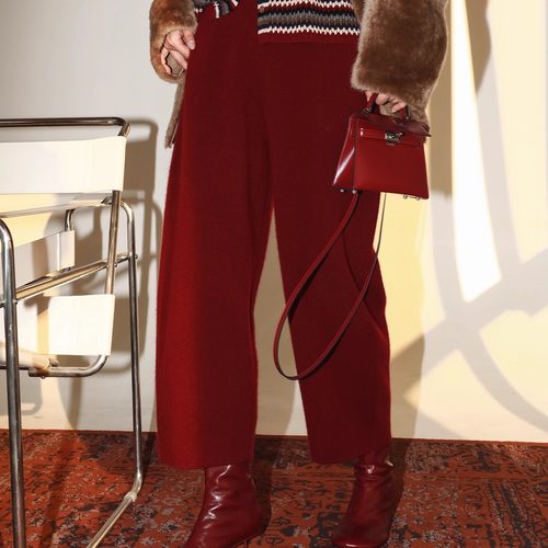 针织镰刀裤松紧腰时尚羊绒裤