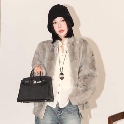 PENNYPENG 冰川断层 黑标系列轻奢水貂毛皮双面穿外套