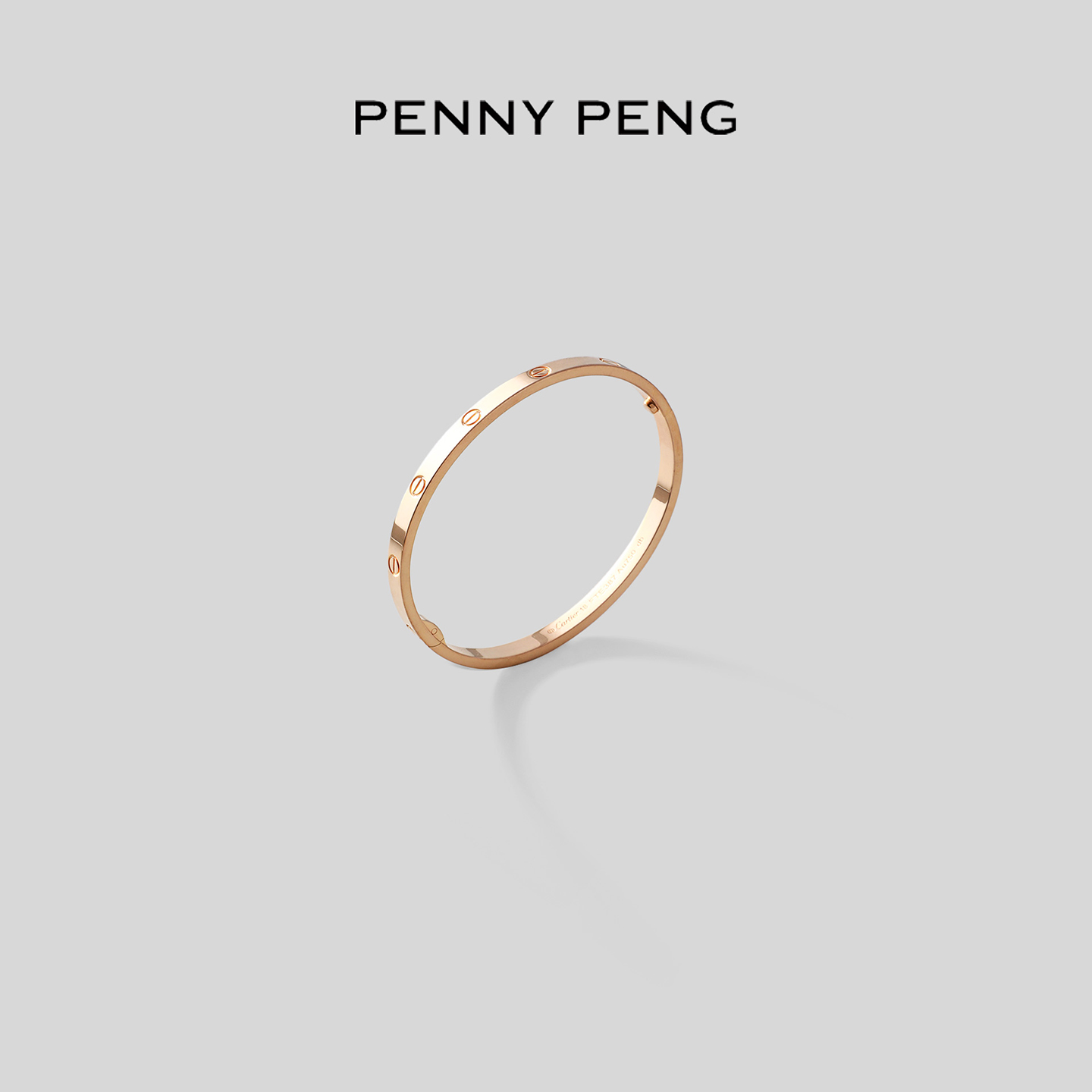 PENNYPENG Love手镯光面版高级感轻奢简约精致小众白金玫瑰金手镯