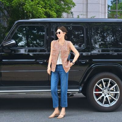 高腰九分免烫高弹百搭烟管牛仔裤