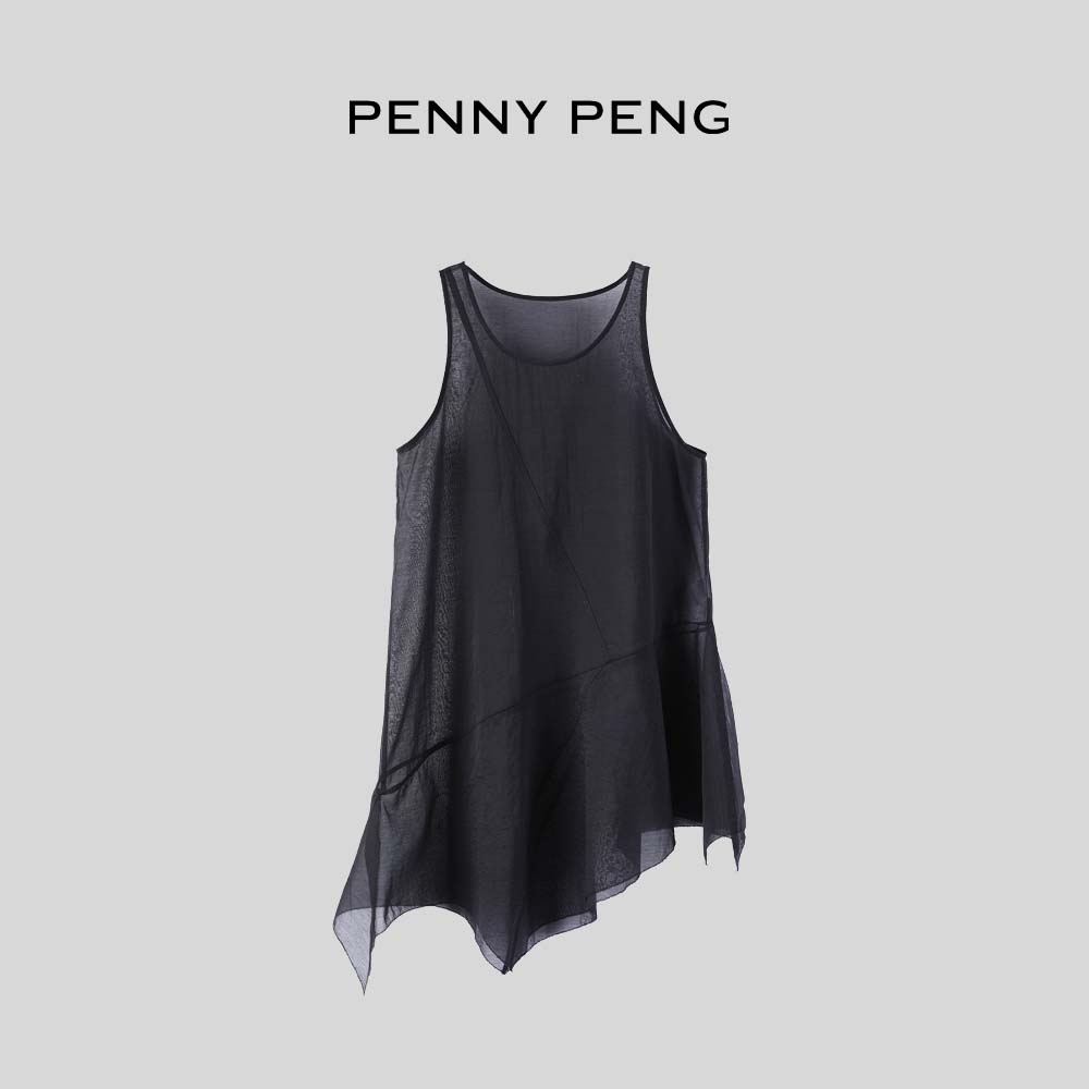 PENNYPENG暗里着迷 气质品质轻奢设计黑色无袖背心连衣裙 DG02005