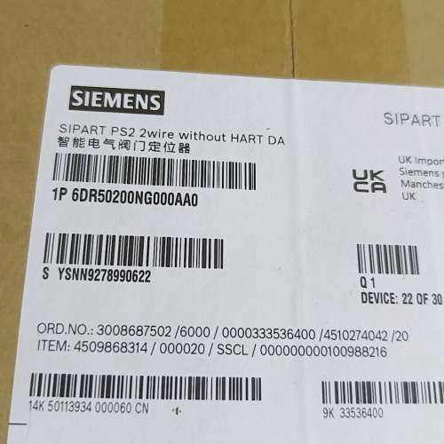 请询价；全新西门子SIPART PS2智能电气阀门定位器，型号6DR