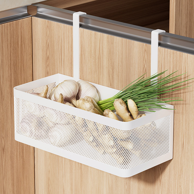 厨房柜门置物架壁挂式姜蒜葱收纳挂篮橱柜内调味品瓶保鲜膜挂架子